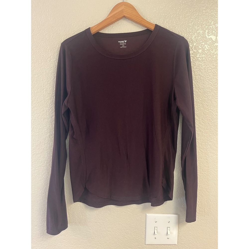 Old Navy Active Cloudmotion Long Sleeve Top Go-Dry Plum Burgundy M